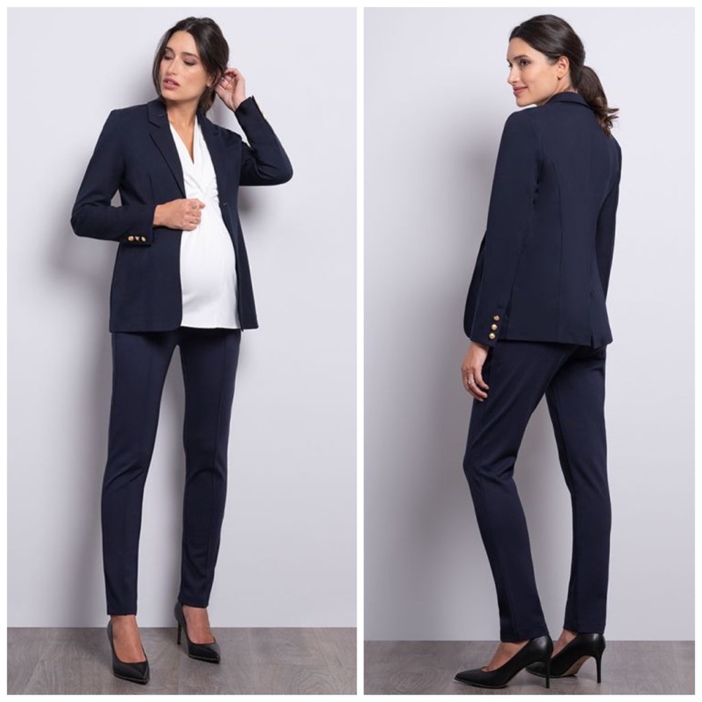 NEW Seraphine Tailored Navy Blue Ponte Maternity Blazer